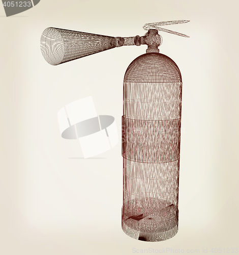 Image of fire extinguisher. 3D illustration. Vintage style.