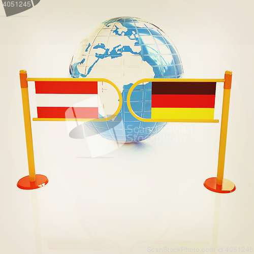 Image of Three-dimensional image of the turnstile and flags of Germany an