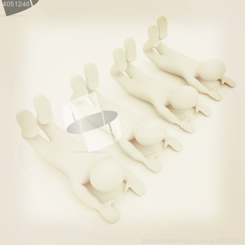 Image of 3d mans isolated on white. Series: morning exercises - flexibili