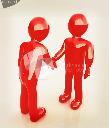 Image of Handshake. 3D mans . 3D illustration. Vintage style.