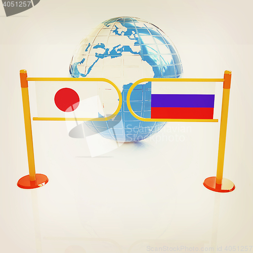 Image of Three-dimensional image of the turnstile and flags of Japanese a