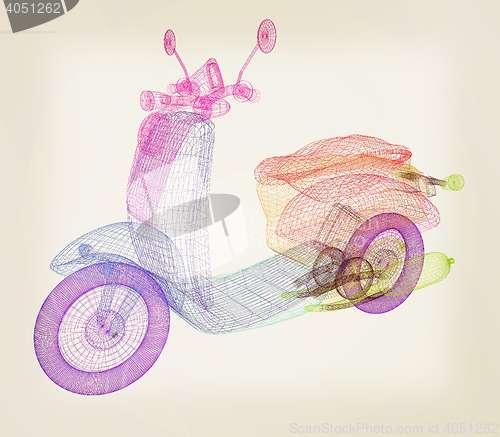 Image of Vintage Retro Moped. 3d model. 3D illustration. Vintage style.