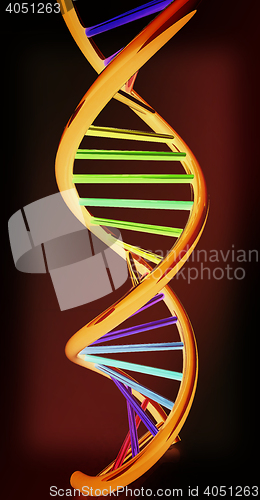 Image of DNA structure model. 3D illustration. Vintage style.