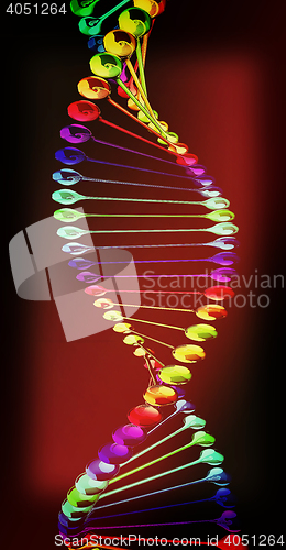 Image of DNA structure model. 3D illustration. Vintage style.