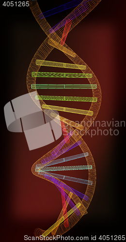 Image of DNA structure model. 3D illustration. Vintage style.