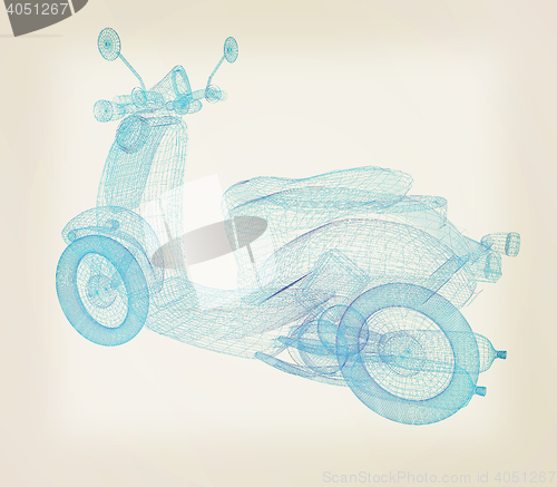 Image of Vintage Retro Moped. 3d model. 3D illustration. Vintage style.