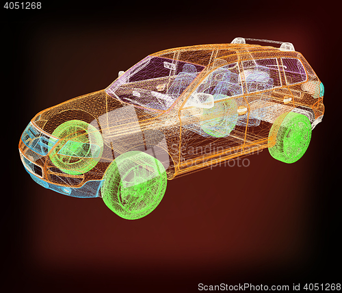 Image of Model cars. 3d render . 3D illustration. Vintage style.