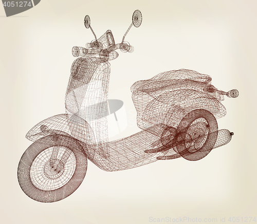 Image of Vintage Retro Moped. 3d model. 3D illustration. Vintage style.