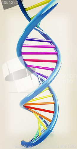 Image of DNA structure model. 3D illustration. Vintage style.