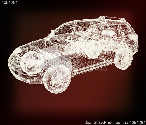 Image of Model cars. 3d render . 3D illustration. Vintage style.