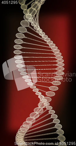 Image of DNA structure model. 3D illustration. Vintage style.