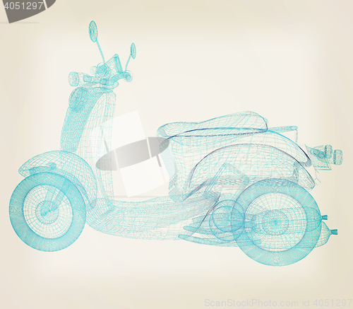 Image of Vintage Retro Moped. 3d model. 3D illustration. Vintage style.