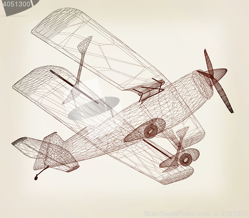 Image of retro airplane isolated on white background . 3D illustration. V