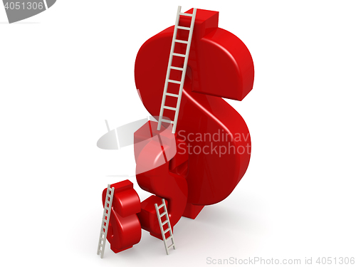 Image of Red dollar sign with ladder