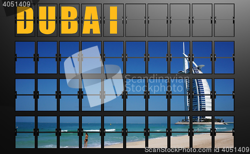 Image of Airport display board of Dubai