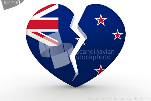 Image of Broken white heart shape with New Zealand flag