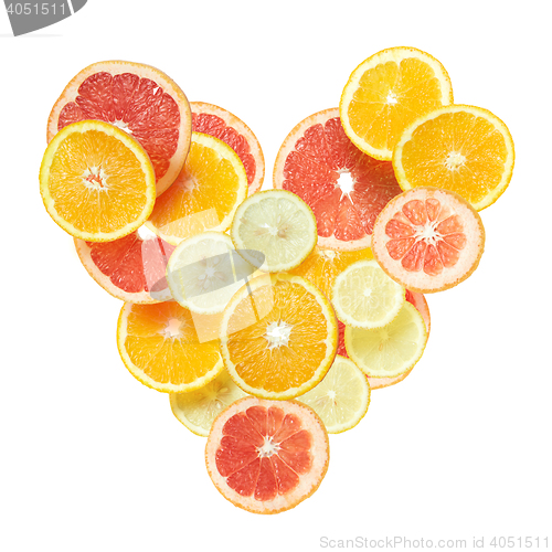 Image of Heart from slices of citrus fruit