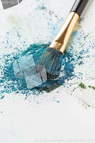 Image of Scattered shade of aqua Colour with brush on white background