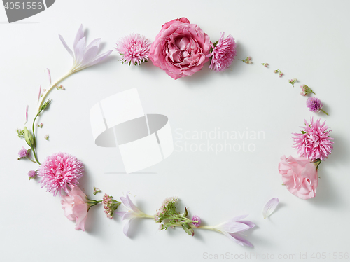 Image of flowers frame in white background