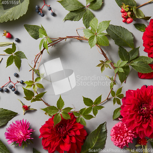 Image of flowers frame in white background isolated