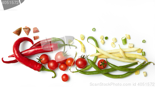 Image of pepper, beans with cherry tomatoes