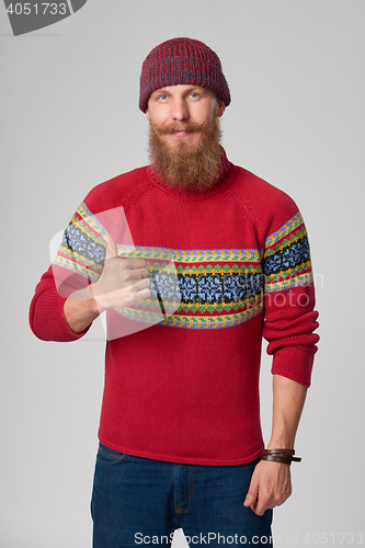 Image of Serious confident bearded hipster man