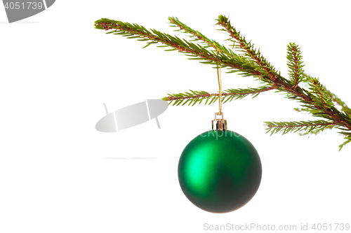 Image of Decoration bauble on decorated Christmas tree iso