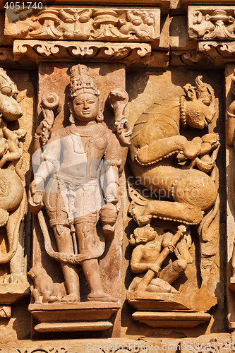 Image of Famous sculptures of Khajuraho temples, India