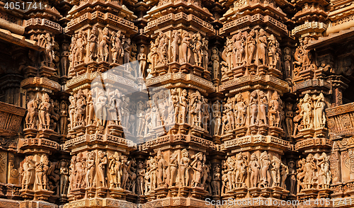 Image of Famous sculptures of Khajuraho temples, India