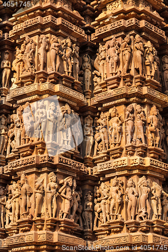 Image of Famous sculptures of Khajuraho temples, India