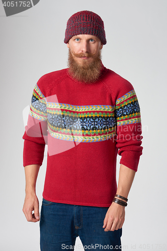 Image of Serious confident bearded hipster man