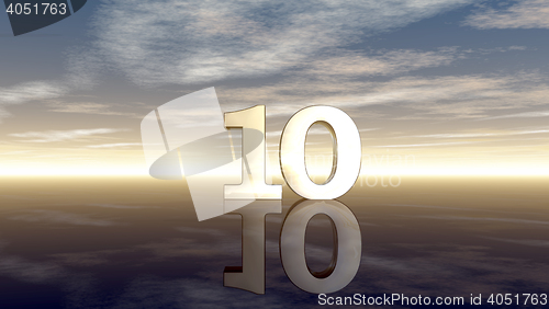 Image of number ten under cloudy sky - 3d illustration