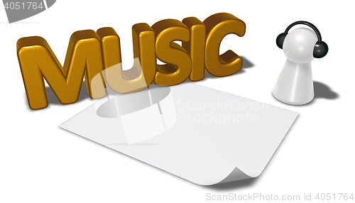 Image of music tag and pawn with headphones