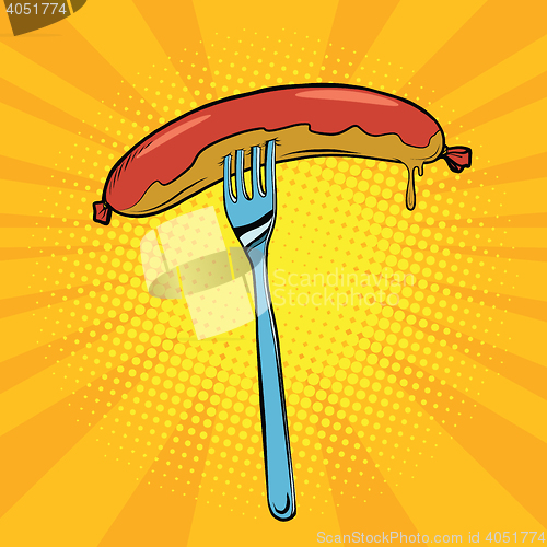 Image of Grilled sausage on a fork