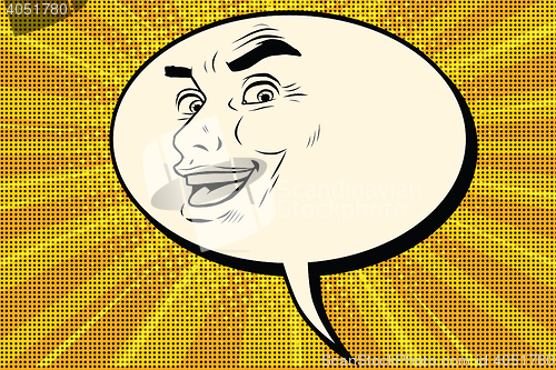 Image of Comic bubble smiley joyous male face