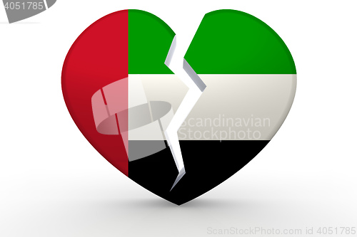 Image of Broken white heart shape with UAE flag