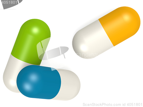 Image of Medicine capsules isolated on white background