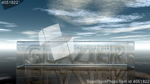 Image of the word glazier in glass cube under cloudy sky - 3d rendering