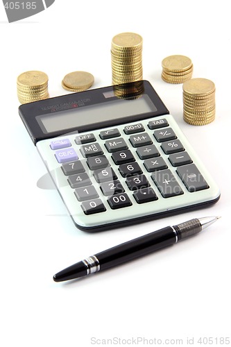 Image of calculator and money