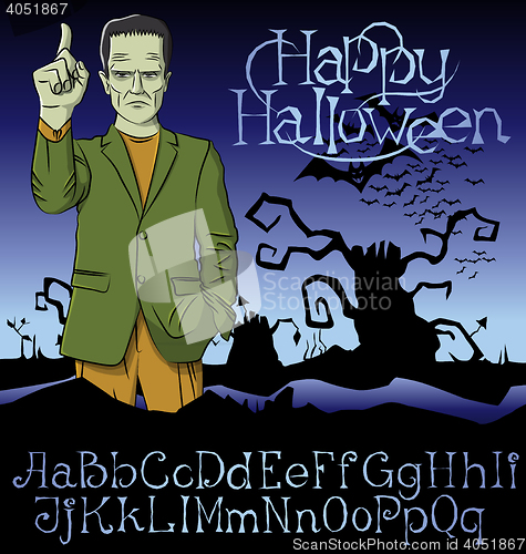 Image of Vector Cartoon Frankenstein Halloween