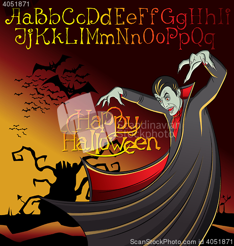 Image of Halloween font set and Vector Vampire Dracula