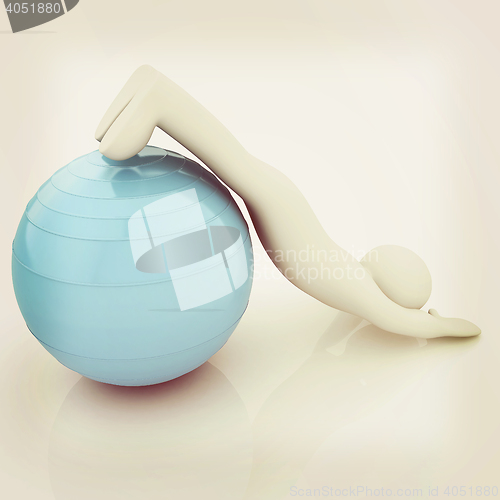 Image of 3d man exercising position on fitness ball. My biggest pilates s
