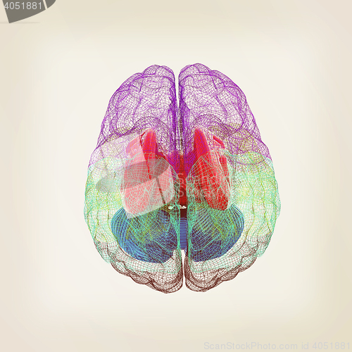 Image of Creative concept of the human brain. 3D illustration. Vintage st