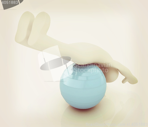 Image of 3d man exercising position on fitness ball. My biggest pilates s