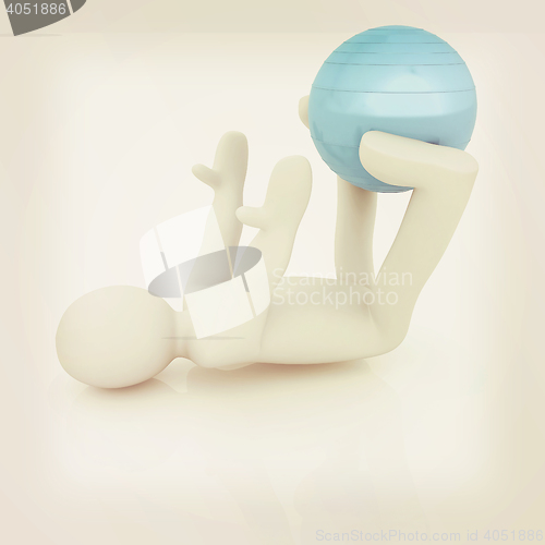 Image of 3d man exercising position on fitness ball. My biggest pilates s