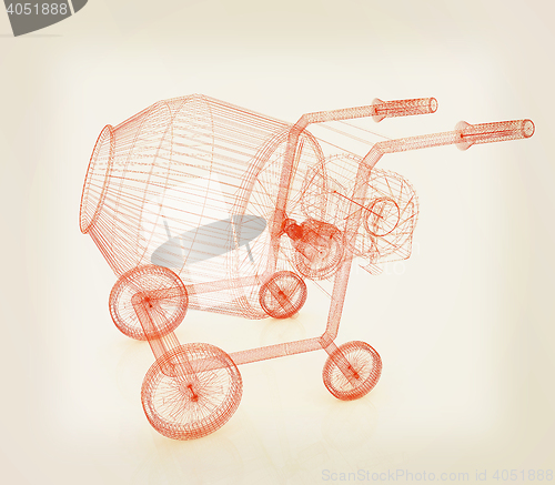 Image of Concrete mixer. 3D illustration. Vintage style.