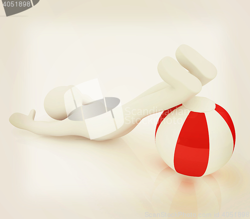 Image of 3d man exercising position on fitness ball. My biggest pilates s