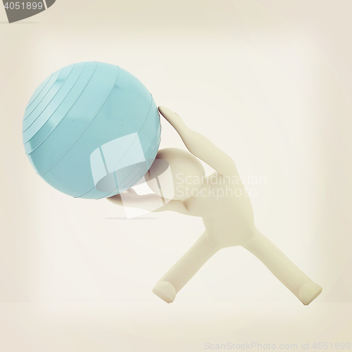 Image of 3d man exercising position on fitness ball. My biggest pilates s