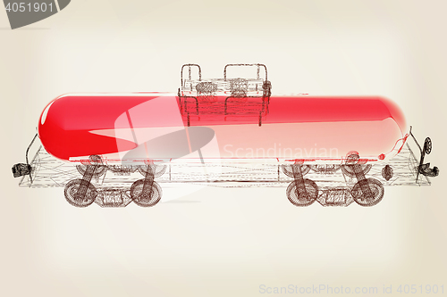 Image of 3D model cistern car. 3D illustration. Vintage style.