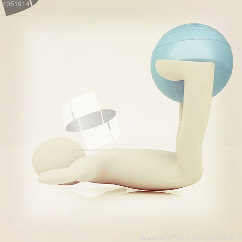 Image of 3d man exercising position on fitness ball. My biggest pilates s